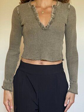 Free People FP One 100% Cotton Colt Thermal top in Green